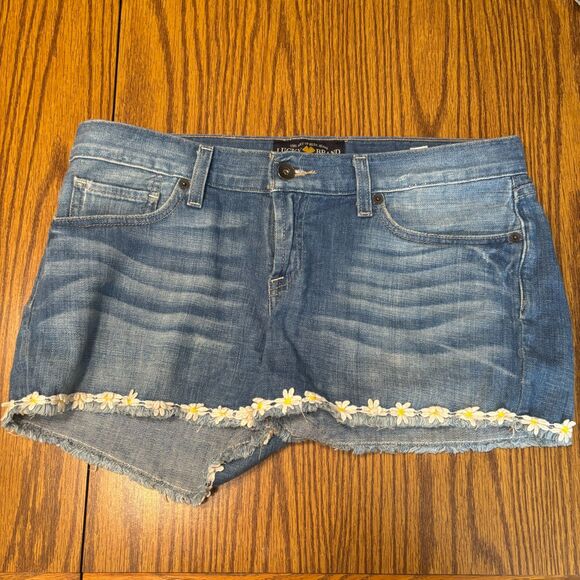 Lucky Brand Women's Riley Denim Shorts with Daisy Trim Size 8 / 29 - Picture 8 of 10